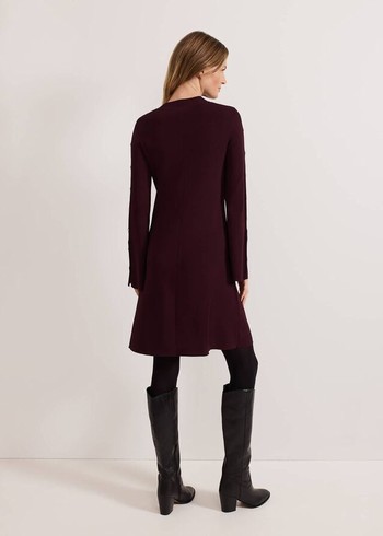 Phase Eight Romy Studd Sleeve Shift Dress Burgundy Canada | IMUNOW-694